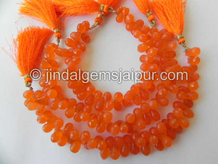 Carnelian Faceted Drops Shape Beads